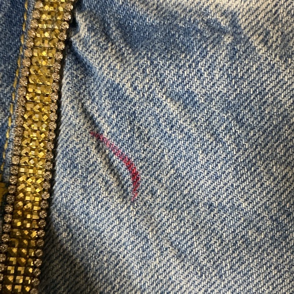 ZARA women light denim, jeans with glittery diamond studded stripe down the side - Picture 4 of 6
